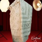 Hand-Block Printed Floral Buta Unstitched Cotton Fabric – Natural Sage & Gold Tones