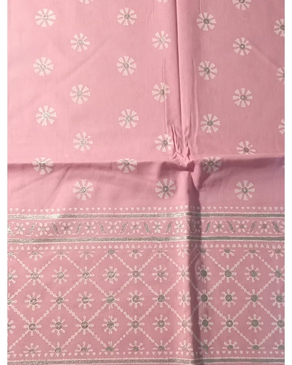Handcrafted Pink & Silver Block Print Unstitched Suit